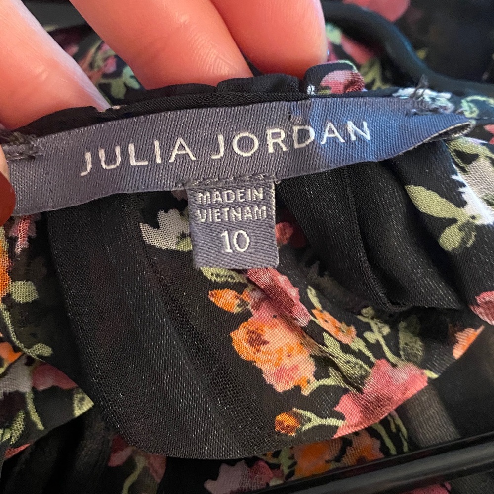 Julia Jordan Long Sleeve Ruffle
Drawstring Floral  Midi Dress Size 10 - Picture 6 of 12